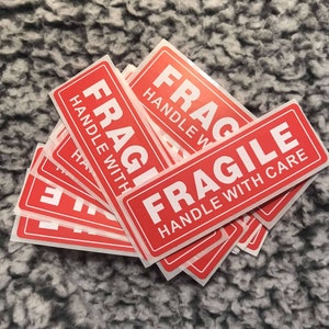 25 &quot;Handle with Care&quot; Fragile Stickers