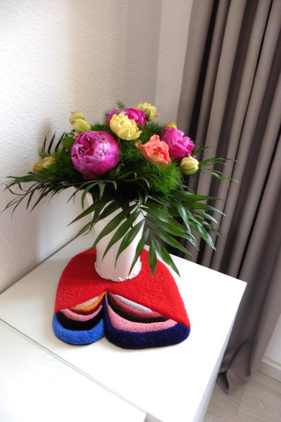Coeur Arty - Mini Tapis Design en Laine - Dessous de Vase Contemporain