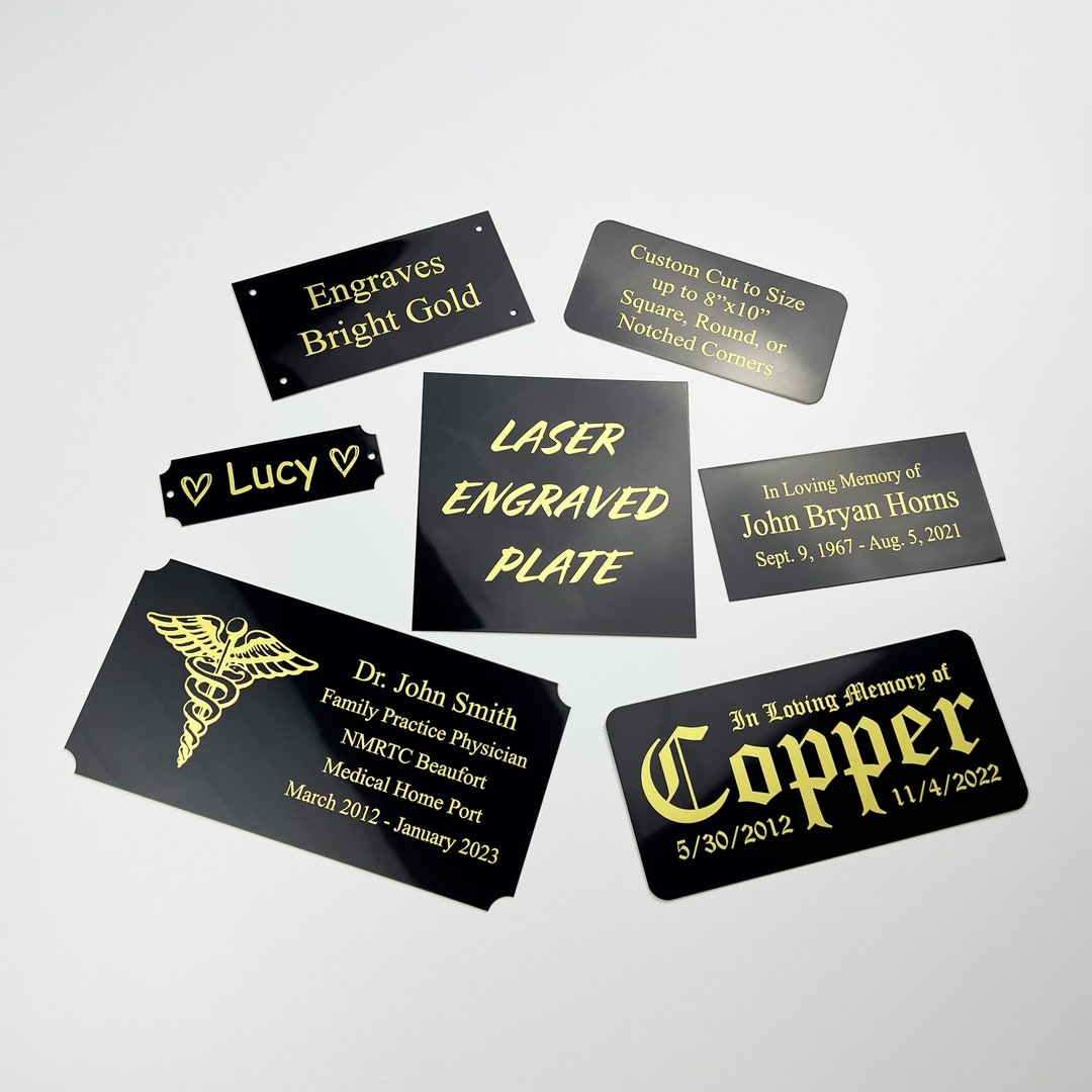 Engraved Brass Plate Gloss Black Plaque Engraving Customized Memorial