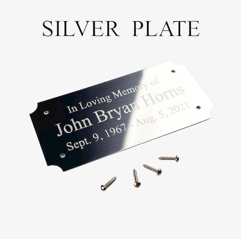 Engraved Silver Plate, Silver Urn Plaque, Bright Silver Aluminum Plaque Engraving