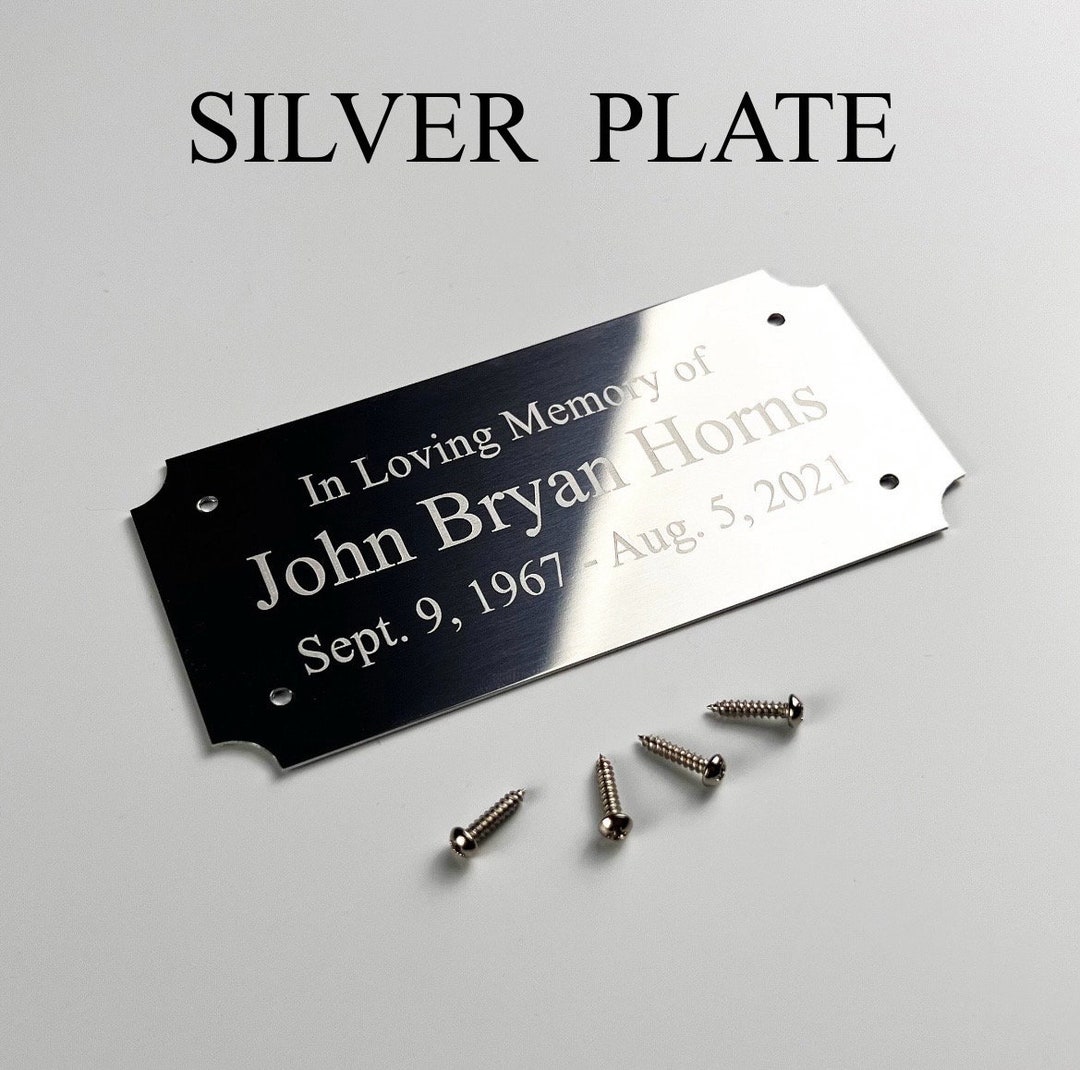 Engraved Silver Plate, Bright Silver Aluminum Plaque Engraving Trophy Plate Award Plaque