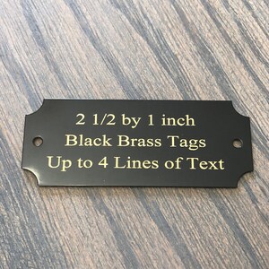 Engraved Black Brass Plate Tags, 2 1/2 x 1 Inch Tag, Personalized Metal Plate, Engraved Plaque, Engraved Trophy Plate, Perpetual Plate