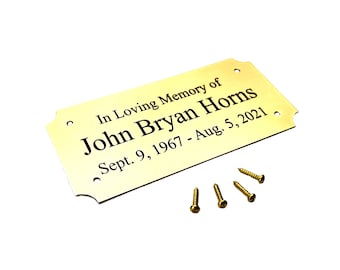 Engraved Brass Gold Plate, Brushed Brass Plaque Engraving Trophy Plate Award Plaque Engraved Urn Plaque Memorial Plaque Personalized