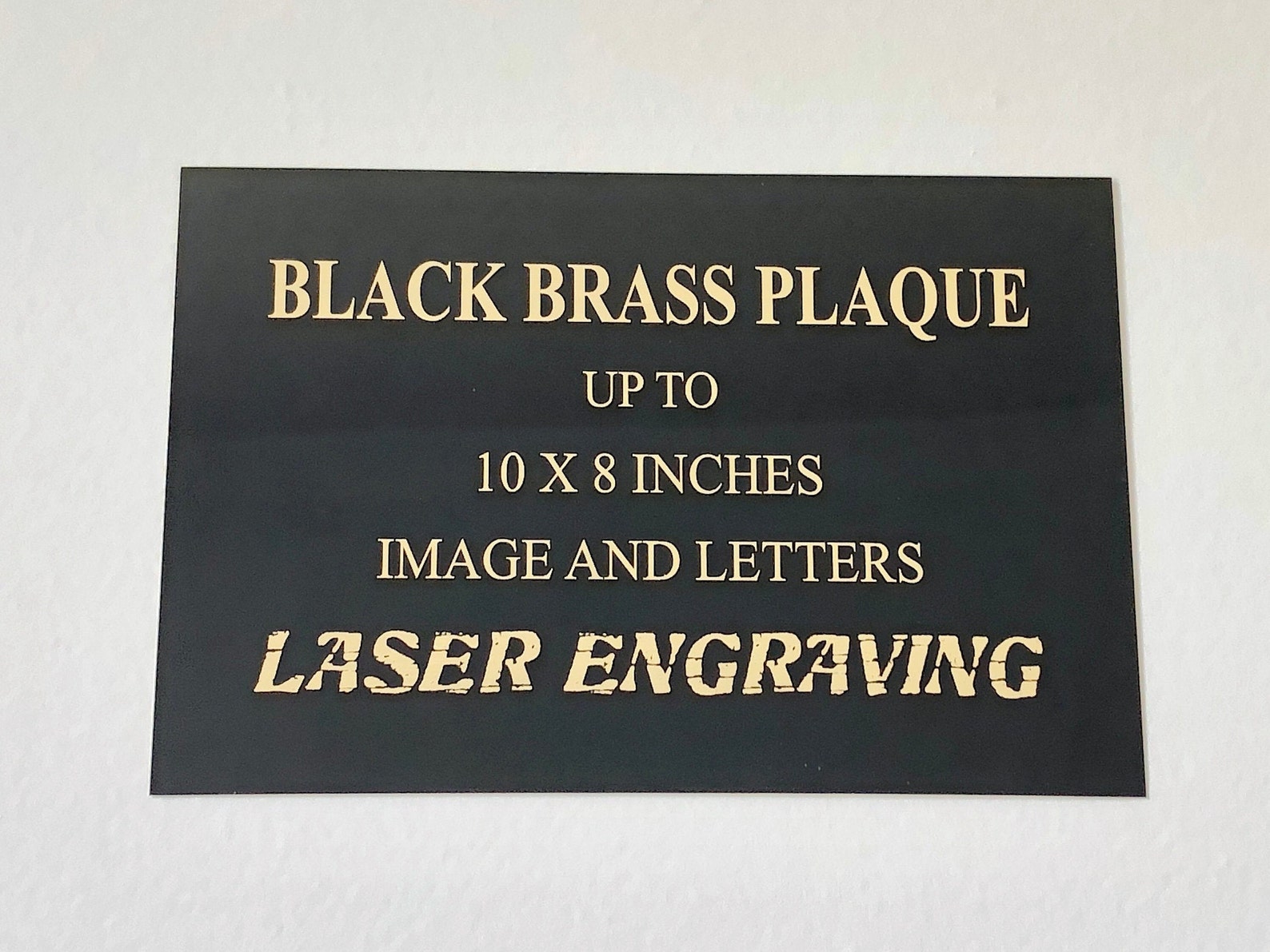 Engraved Black Brass Metal Plate Plaque Engraving Trophy Etsy