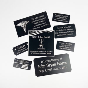 Engraved Aluminum Plate, Dura Black, Outdoor Grade Plaque Engraving, Trophy, Award, Laser Engraved Aluminum Plaque, Memorial Plaque