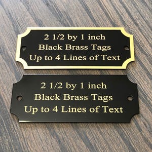 Engraved Black Brass Plate Tags, 2 1/2 x 1 Inch Tag, Personalized Metal Plate, Engraved Plaque, Engraved Trophy Plate, Perpetual Plate