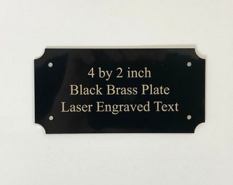 4"x2" Engraved Black Brass Plate, Personalized Metal Plate, Engraved Plaque, Engraved Trophy Plate