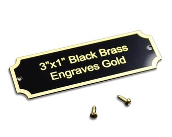 3"x1" Black Brass Engraved Plate Engraving Customized Metal Name Plate Engraved Memorial Urn Plate Personalized Sign Custom Artwork Label