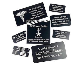 Engraved Metal Plate, Dura Black Aluminum, Outdoor Grade Plaque Engraving, Trophy, Award, Laser Engraved Aluminum Plaque, Memorial Plaque