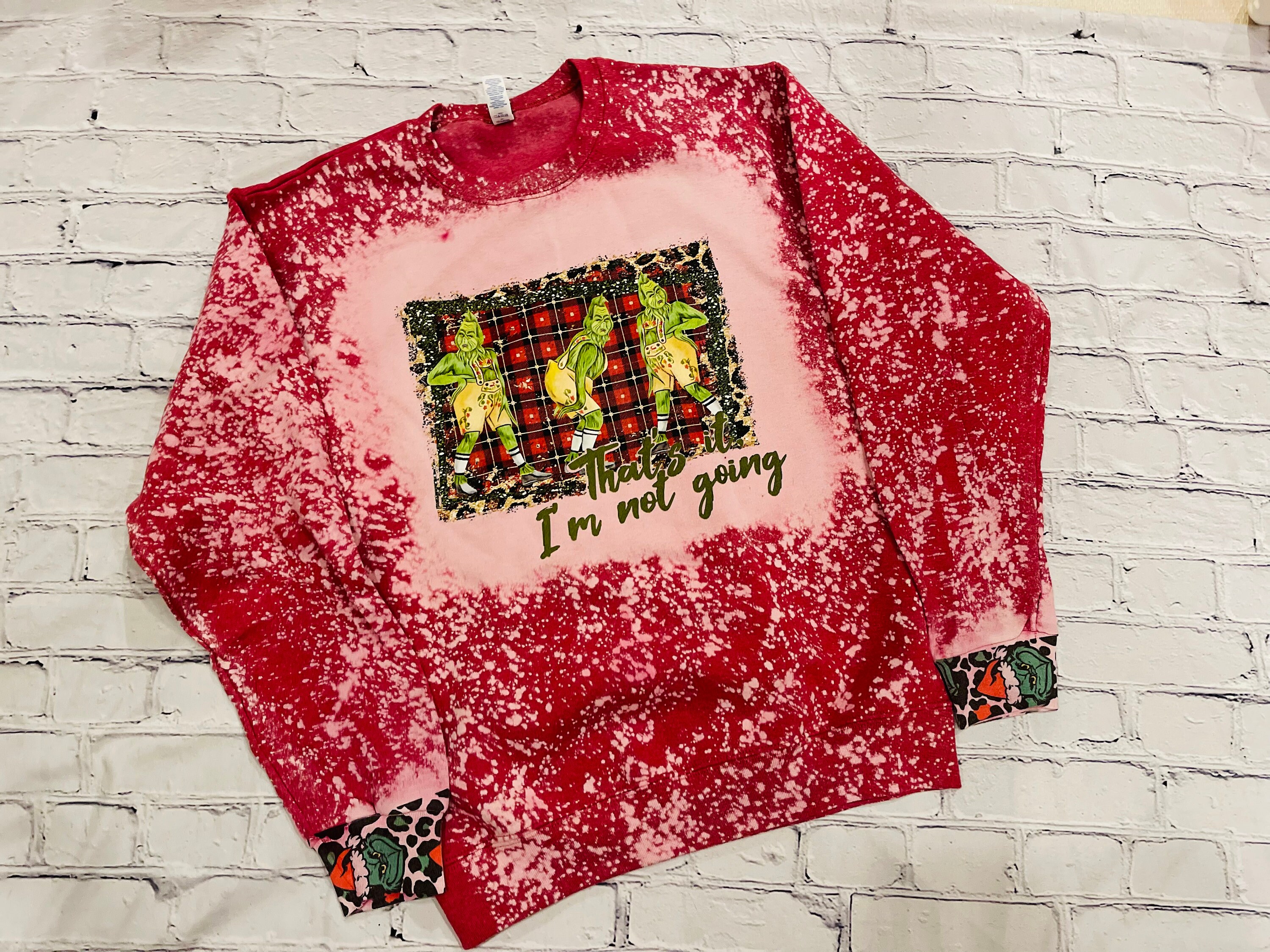 Grinch Bleached Sweatshirt Screenprint Sublimation Thats - Etsy