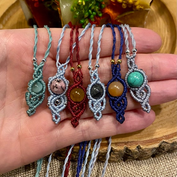 Buy Macramé Necklace kyra With Gemstone Pearl With Color Selection Healing  Stone Spiritual Jewelry Necklace With Pearls Boho Hippie Vintage Online in  India 
