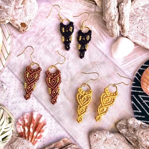 Makramee Ohrringe „Tiara“ | Vintage Schmuck | mit Farbauswahl | Makramee Schmuck | Boho | Hippie