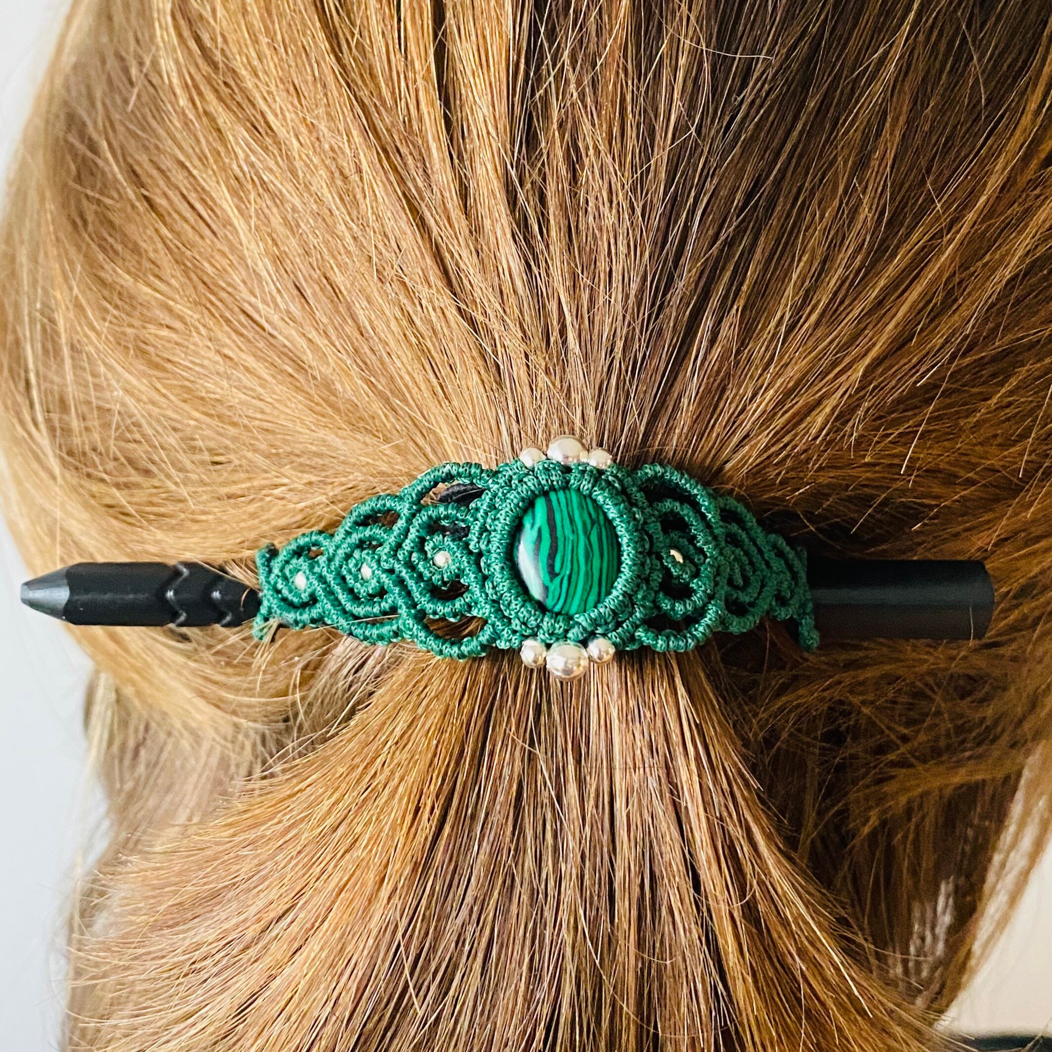 Macrame hair accessories Amaya with gemstone Etsy