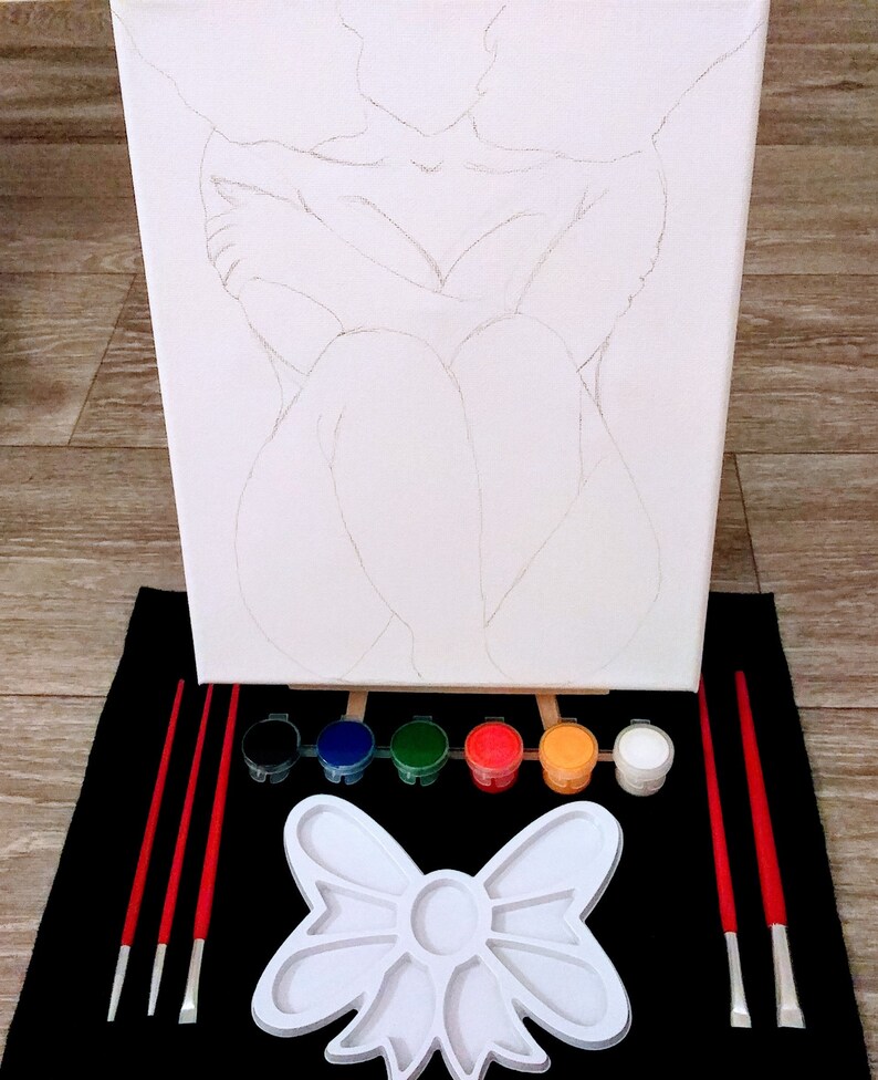 Canvas Kits Self Love Predrawn Canvas Paint Kits Black Etsy