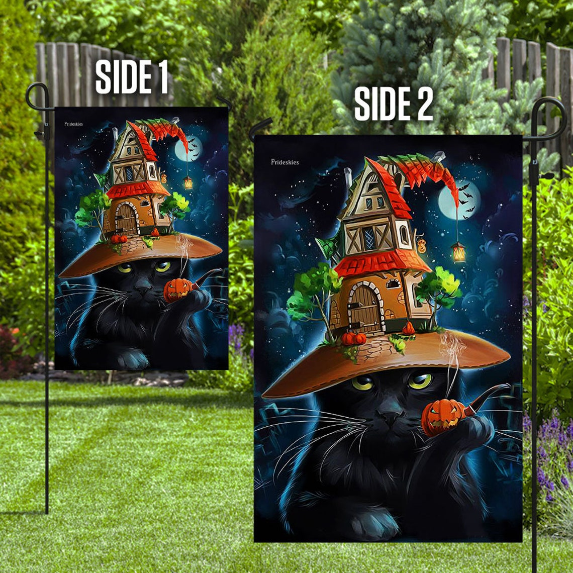 Black Cat Halloween Flag 300 Home Decor Perfect Flag Custom | Etsy