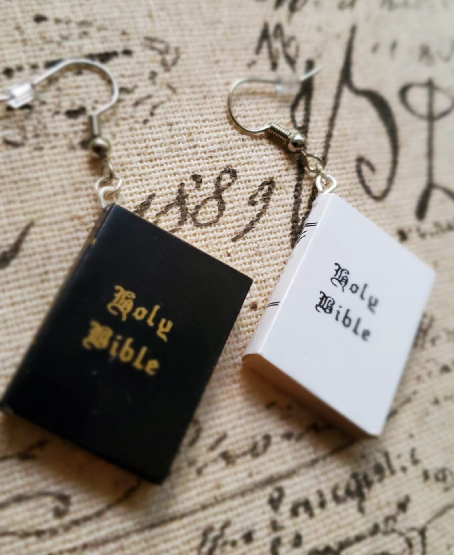 Handmade Christian Holy Bible Earrings Etsy