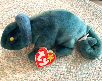 Rare Rainbow the Chameleon Beanie Baby with ERRORS and swing tag intact **PERFECT CONDITION***