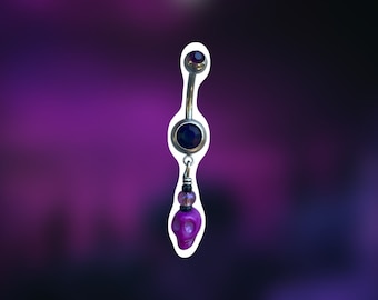 Anello per ombelico di Halloween con teschio di howlite viola, pendente in acciaio chirurgico autunnale, 14 g