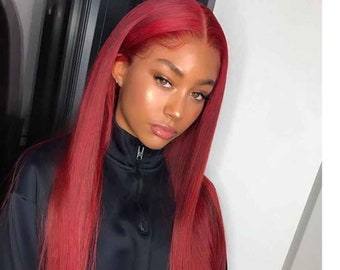 human hair red wig