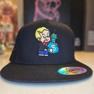Black Richie Rich Money Bag Trucker Hat - Etsy