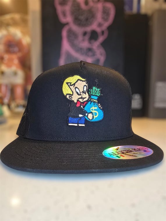 帽子 Rich Richie Black Richie Rich Money Bag Trucker Hat - Etsy