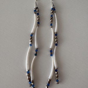Long, Dangly Dentalium Earrings -- Native Made