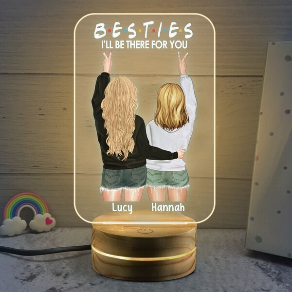 Wish You Were Here - Bestie Personalized Custom Bottle Lamp - Gift For Best Friends, BFF, Sisters
