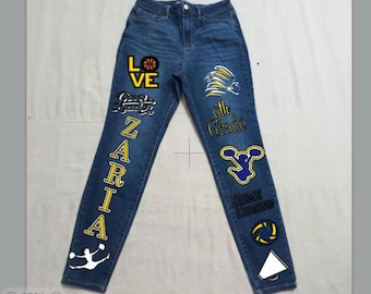 Grad Senior Class of 2025 | Customized Senior Jeans | Senior Jeans| Class Of 2025 Jeans | Homecoming Jeans| College Jeans | Spirit Week