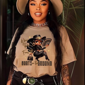 Boots On the Ground, Where Them Fans At, Line Dance Shirt, Grab Your Fans, TikTok Dance Trend, Black Cowgirl, Cowboy T-Shirt, Rodeo T-Shirt