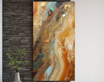 Abstract Marble Canvas Print: Gold Wave Modern Wall Art