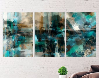 Home wall decor Canvas painting Large panel wall art Picture frames Abstract expressionist painting 3 panel canvas Abstract wall art