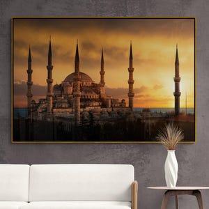 Architecture wall art, mosque canvas print, Muslim art print, large framed wall art, Istanbul wall art, Blue Mosque wall art, birthday gift