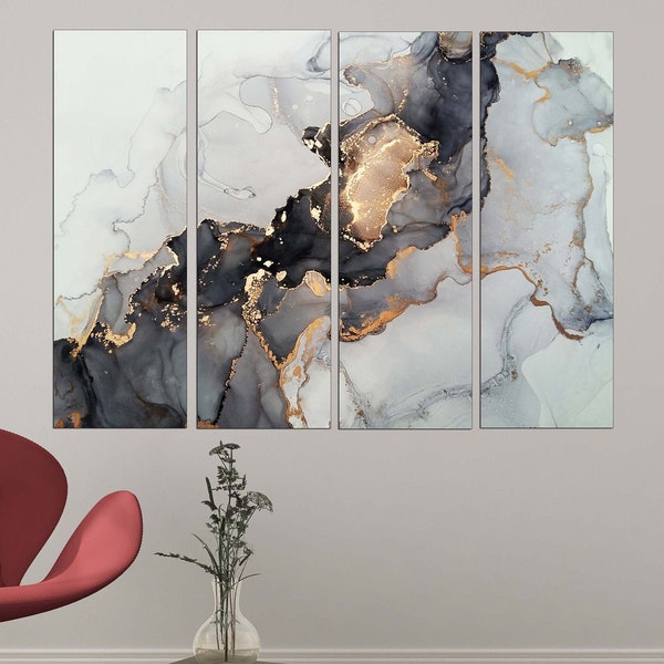 Black and Gold Wall Panel Etsy