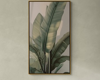 Framed Banana Leaf Canvas Print: Tropical Botanical Wall Art