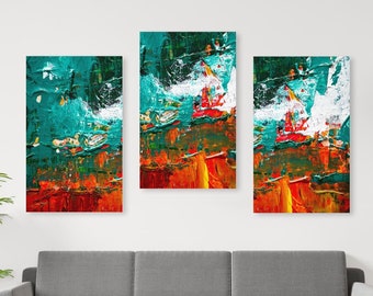 Abstract Canvas Wall Art: Nautical Painting Set of 3