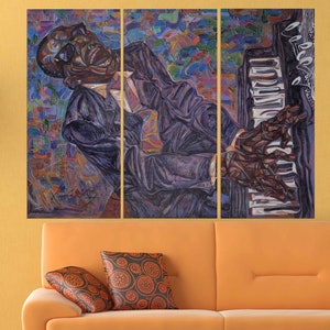 Arte murale musicale Decorazione murale jazz Decorazione per club jazz Arte murale afroamericana Stampa su tela jazz Arte murale uomo nero