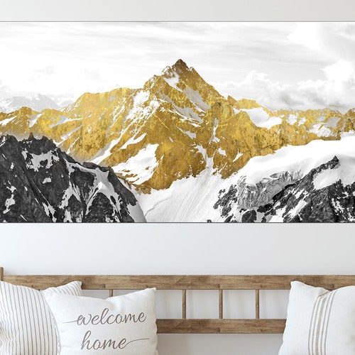 Gold Mountains Wall Art Paintings on Canvas Wall Pictures Etsy