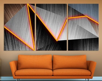 Geometric wall art Abstract print framed canvas painting Home wall decor Huge Multi panel wall art Dark large wall art