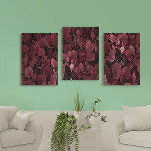 Leaves wall art, modern wall art, canvas painting , plant wall art, decorative gift, printable wall art set of 3,  multi panel wall art
