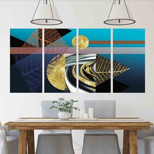 Modern Geometric Abstract Canvas Wall Art: Multi Panel Decor