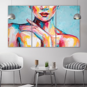 Naked woman painting print, woman oil painting, sexy woman wall art, beautiful woman art, canvas bathroom wall decor