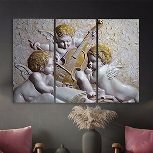 Angel wall art paintings on canvas, home wall decor, canvas painting, housewarming and wedding gift