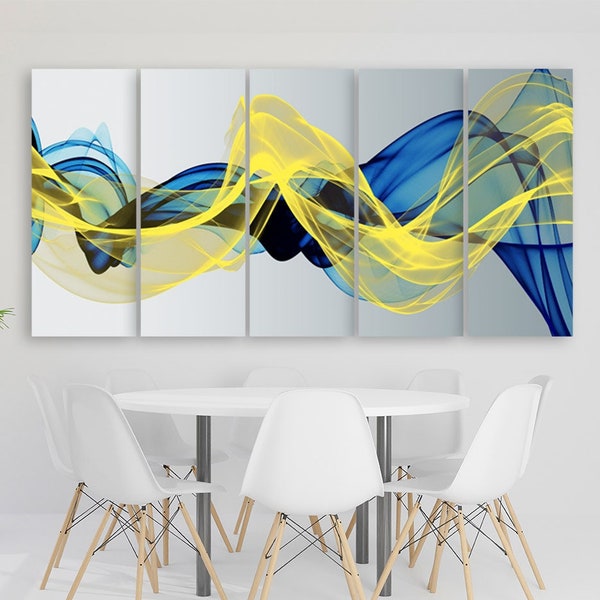 Blue and Yellow Wall Art Etsy