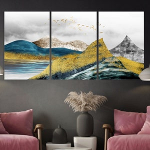 Mountain lake painting original art lake Home wall decor Canvas painting Outdoors mountains wall art Rocks and mountains