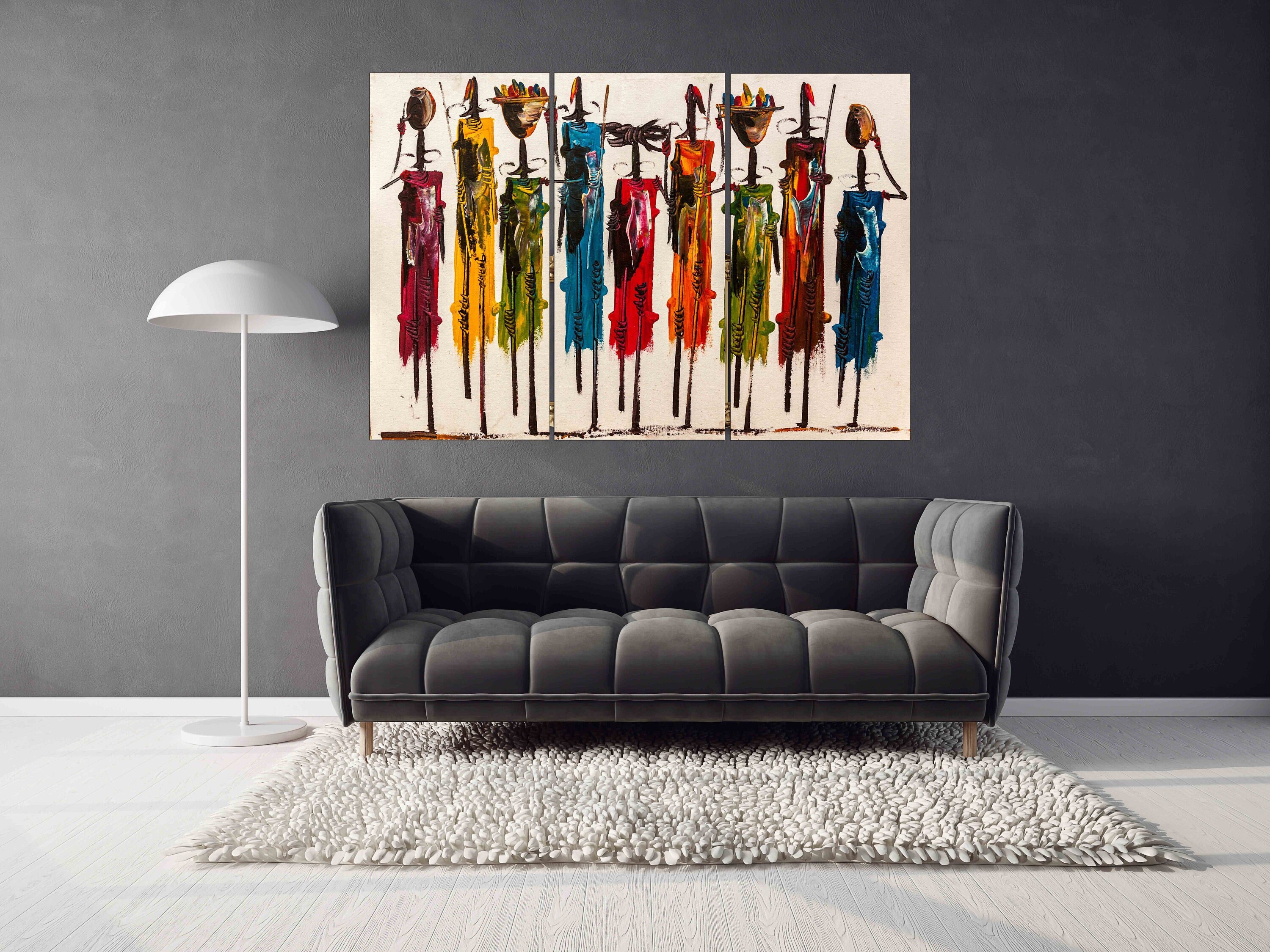 Afro woman, Abstract African wall art Masai canvas print, african canvas art painting, Masai painting, extra large wall art, trendy wall art