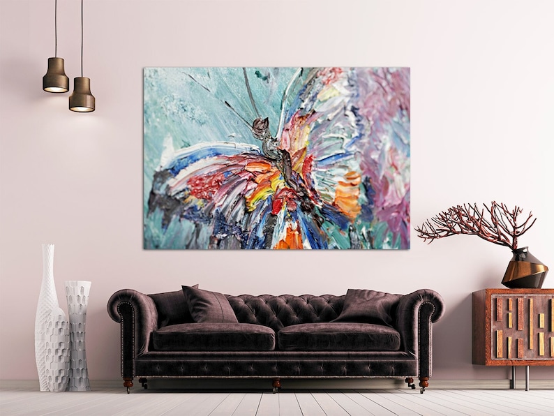 Butterfly Wall Art Paintings on Canvas Home Wall Decor Large Etsy