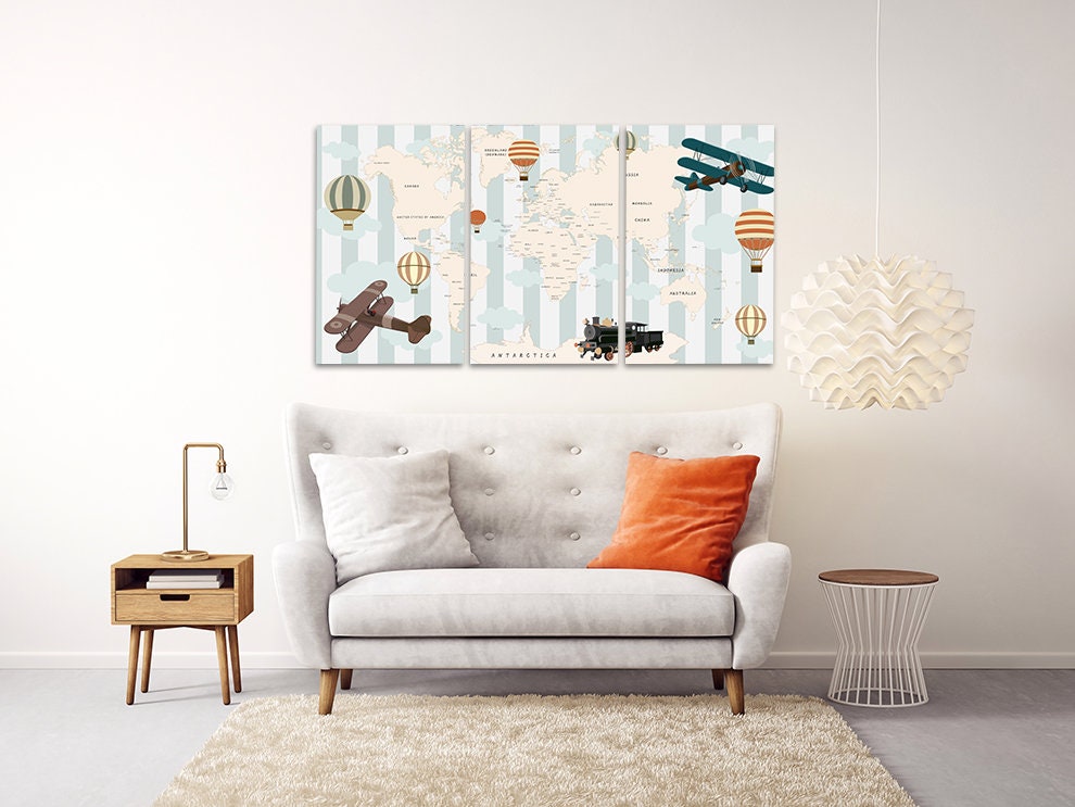 World Map Wall Art Children's World Map Wall Art Etsy Australia