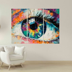 Impressão de olho emoldurada arte de parede de optometria Impressão de pintura a óleo de olho Decoração de optometria Impressão moderna em tela Arte de parede colorida Impressão óptica