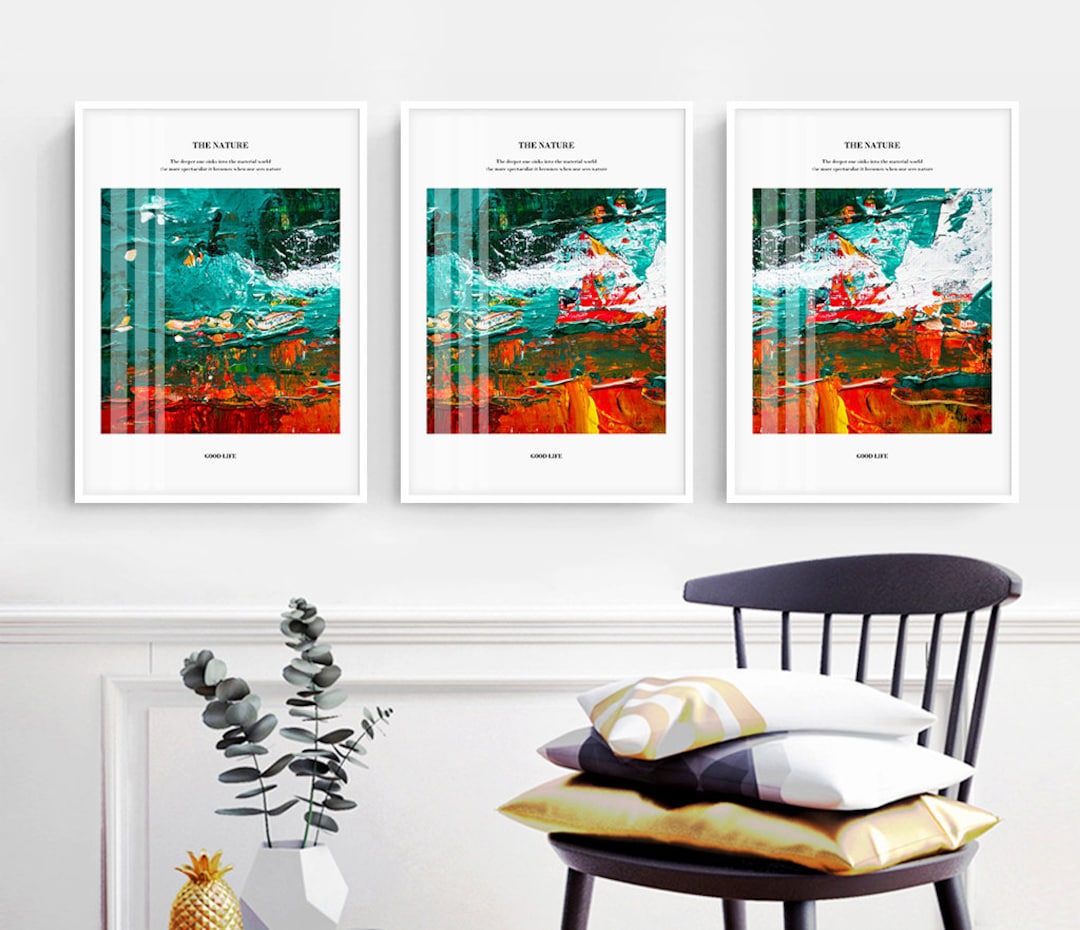 Framed Abstract Canvas Prints: Set of 3 Colorful Wall Art - Etsy