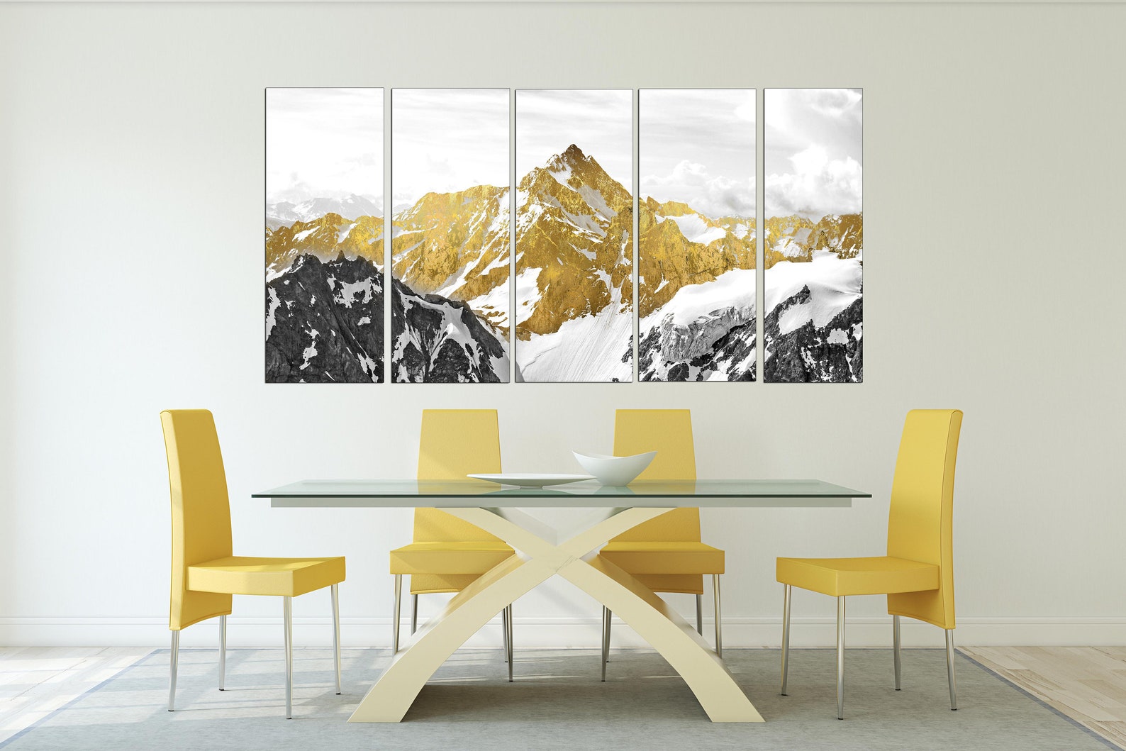 Gold Mountains Wall Art Paintings on Canvas Wall Pictures Etsy